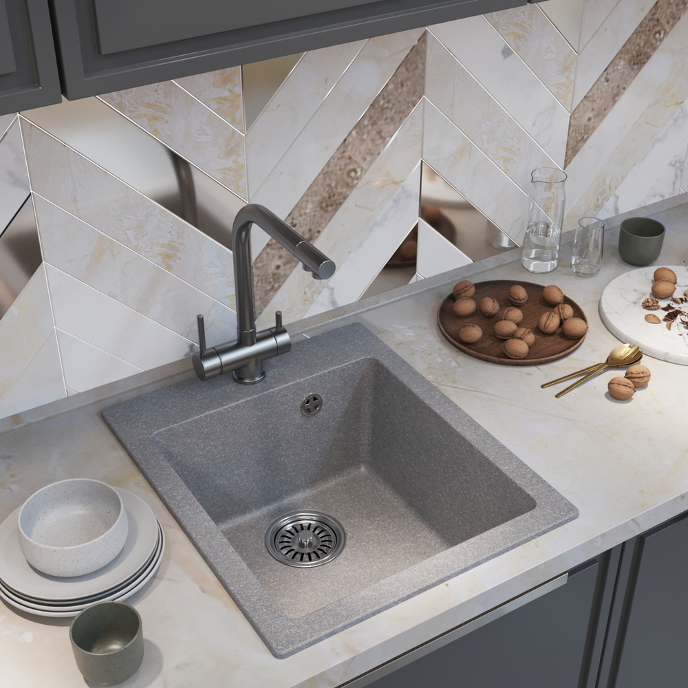 Мойка ML-GM14 КОМФОРТ графит (342), 420*500*190мм