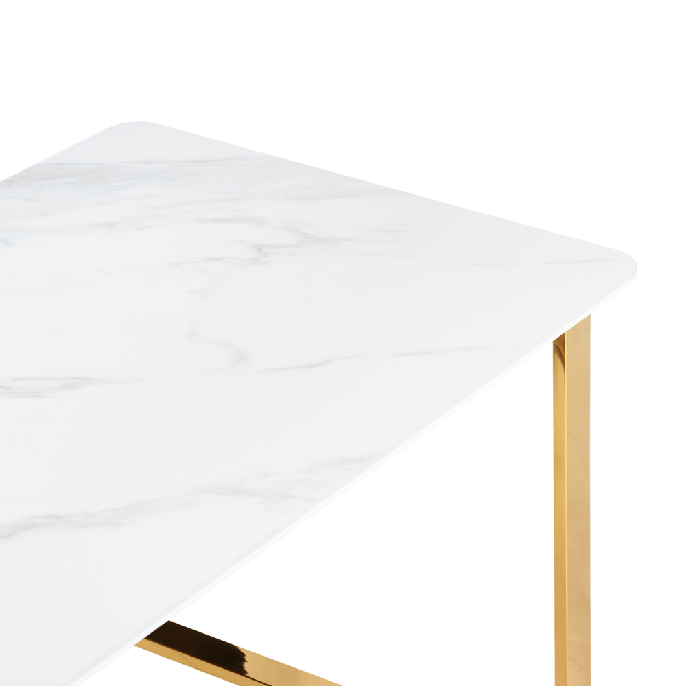 Керамический стол Woodville Селена 2 160х90х77 белый мрамор, золото