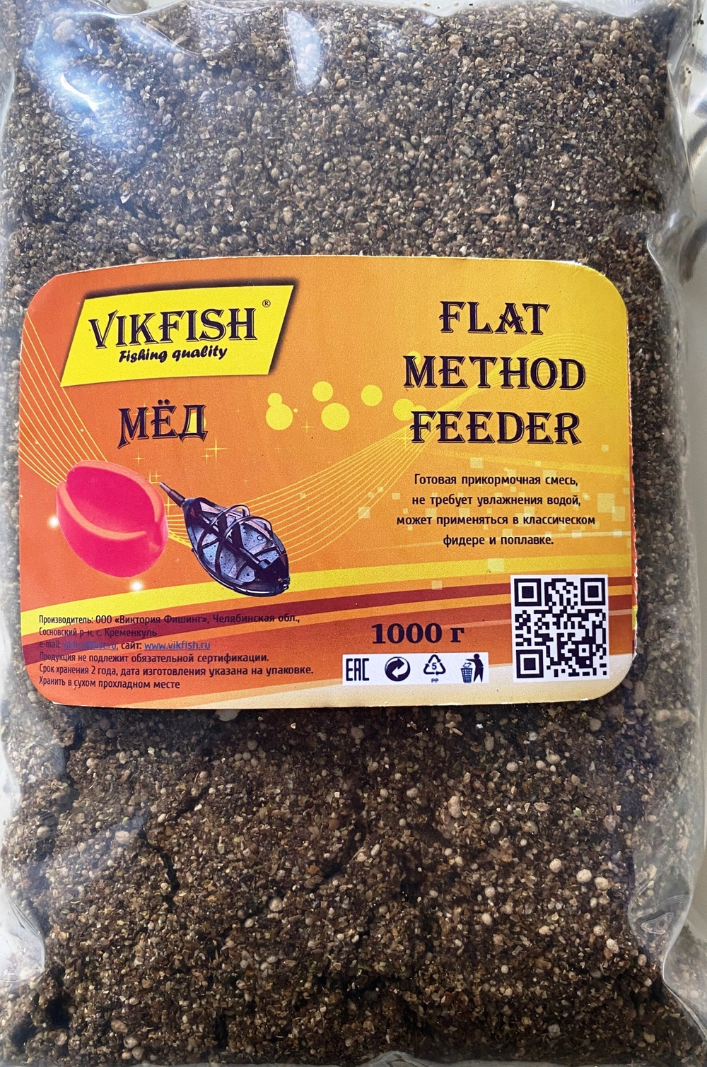 Прикормка VIKFISH  FLAT METHOD FEEDER           Мед 1000г