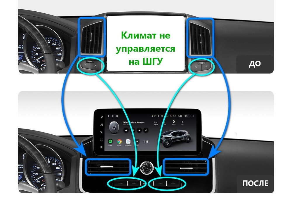 Магнитола для Toyota Land Cruiser 200 2015-2021 (с JBL и 360) - Carmedia DAFT-2769-S10 монитор 12.3" на Android 10, 6/128Гб, CarPlay, 4G SIM-слот