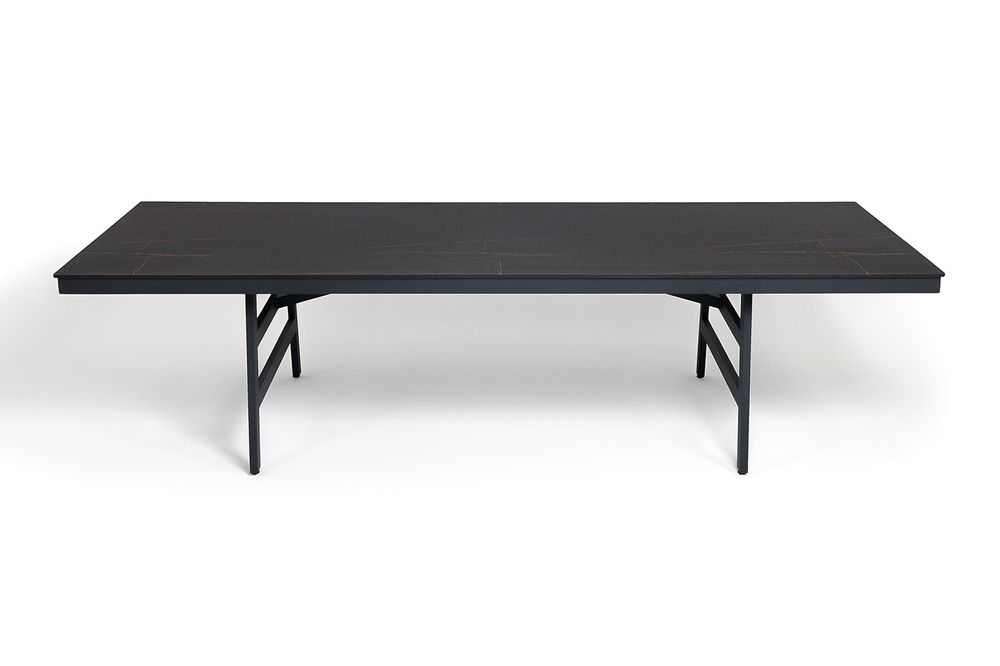 "Рио" стол из HPL 300х120см, цвет столешницы "черный мрамор", угол R3мм