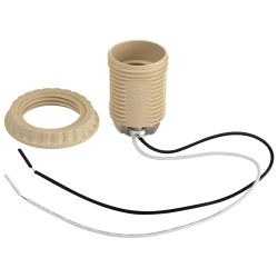 Патрон ЭРА Е27 с проводом 30 см пластиковый бежевый