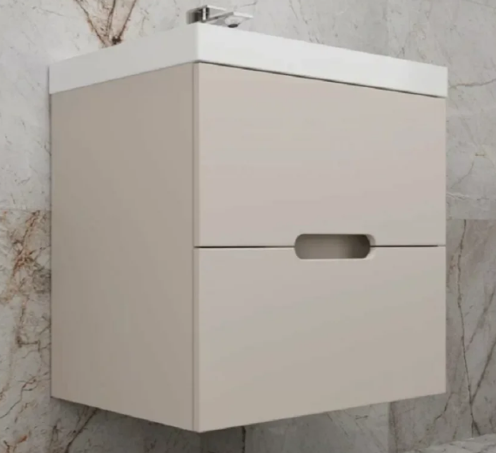 Тумба подвесная "Матис 60", Classic 60, (2 ящика), КРЕМ, ЭМАЛЬ