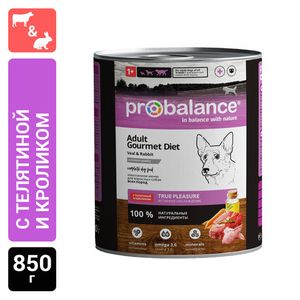 Консервы ProBalance Adult Gourmet Diet для собак, с телятиной и кроликом