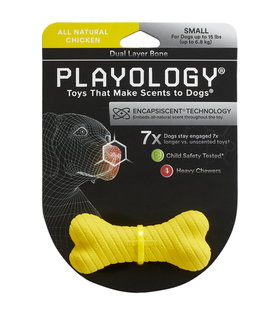 Playology двухслойная жев. косточка Dual Layer Bone Mini Adult с ароматом курицы, маленькая, желтая