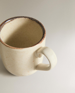 Zara Home чашка из каменной керамики, цвет бежевый, 6.6 см