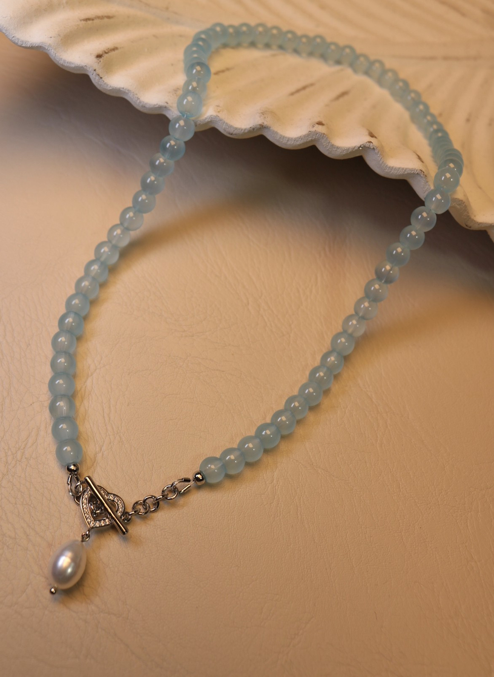 Колье из аквамарина и жемчужины «Морское сердце»