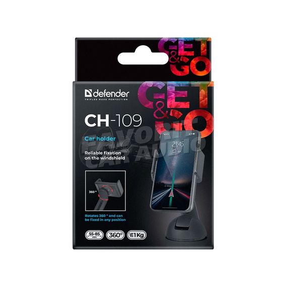 Держатель Defender CH-109 присоска шарнир чёрный