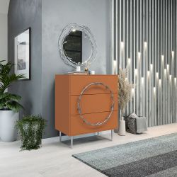 Комод Арт Колор matte Стайл Сильвер с 3 ящиками оранжевый матовый