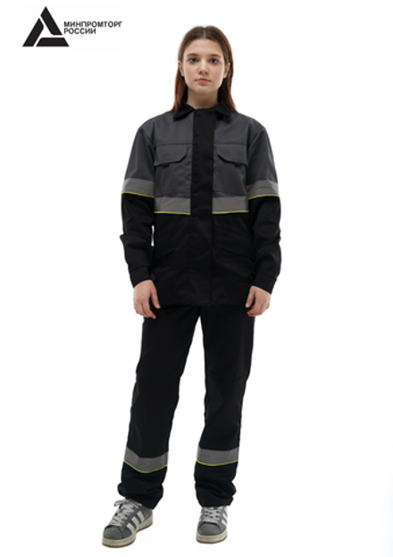 Костюм женский летний «ЮЖНАЯ ШИРОТА» (куртка+брюки) цв.черный/серый