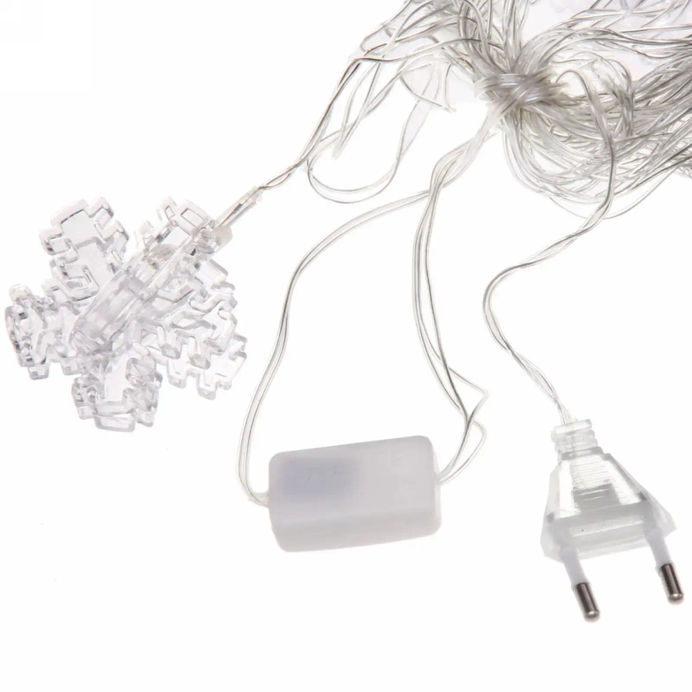Гирлянда для дома 4,0 м 20 ламп LED с насадками СНЕЖИНКА Прищепка, прозрач.провод, Теплый белый