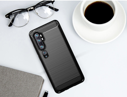 Чехол для Xiaomi Mi Note 10 (Mi Note 10 Pro) цвет Black (черный), серия Carbon от Caseport