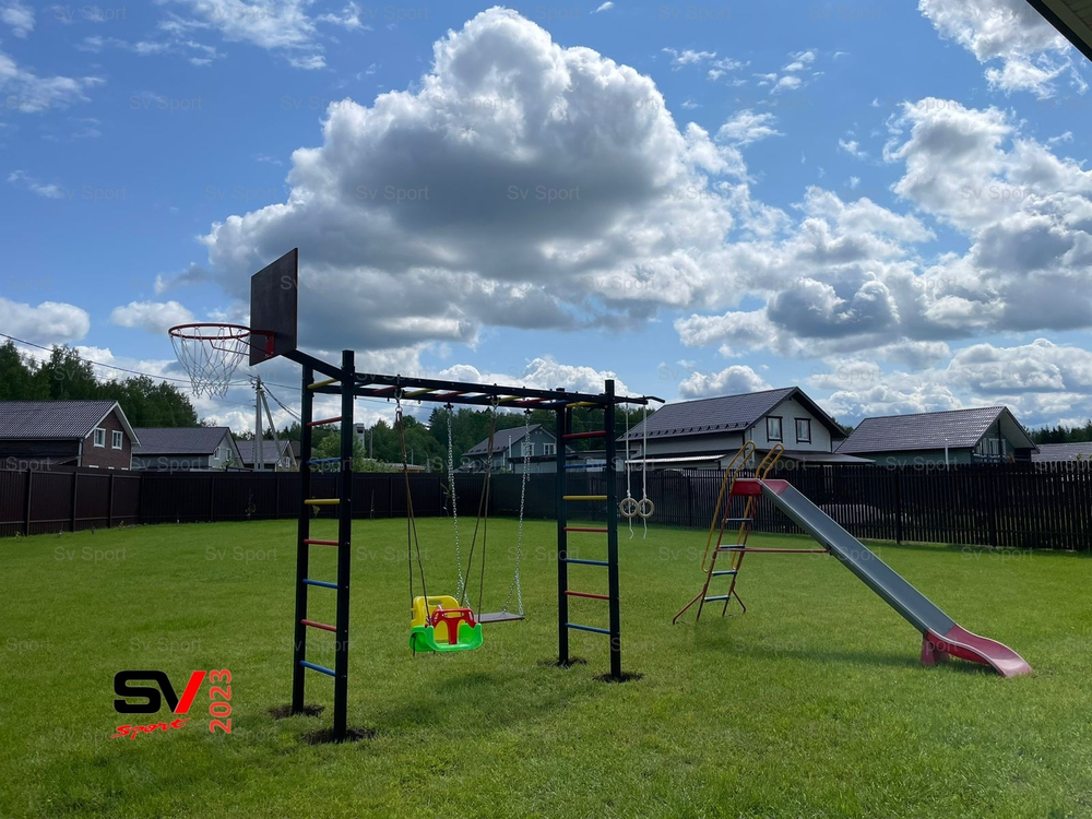 Монтаж уличной шведской стенки Sv Sport Рукоход (4 вертикальных столба)