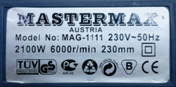 Машина углошлифовальная MASTERMAX MAG-1111 2100 Вт