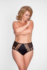 Высокие трусики-слипы из эластичной ткани и кружев (Размер: XXXL) (Цвет: черный)