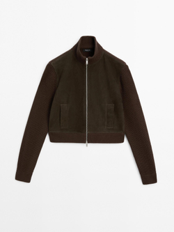 Massimo Dutti Комбинированная куртка из смесовой шерсти, коричневый