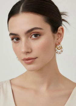 Серьги кольца из жемчуга и кристаллов