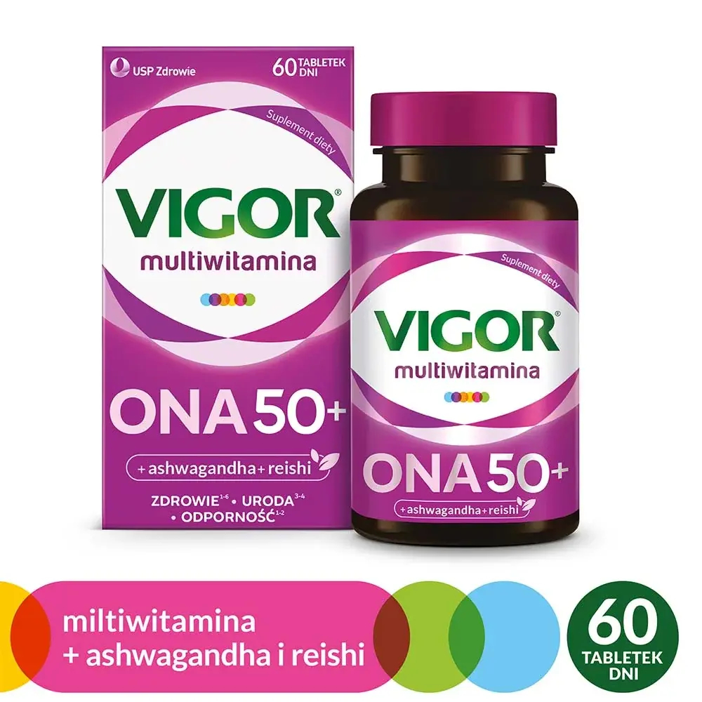 Мультивитаминная пищевая добавка Vigor Multivitamin ONA 50+, 60 таблеток