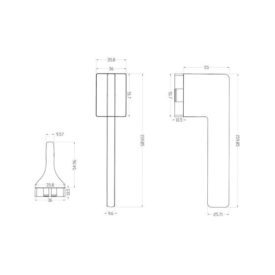 Размеры дверной ручки TOPAZ MPR