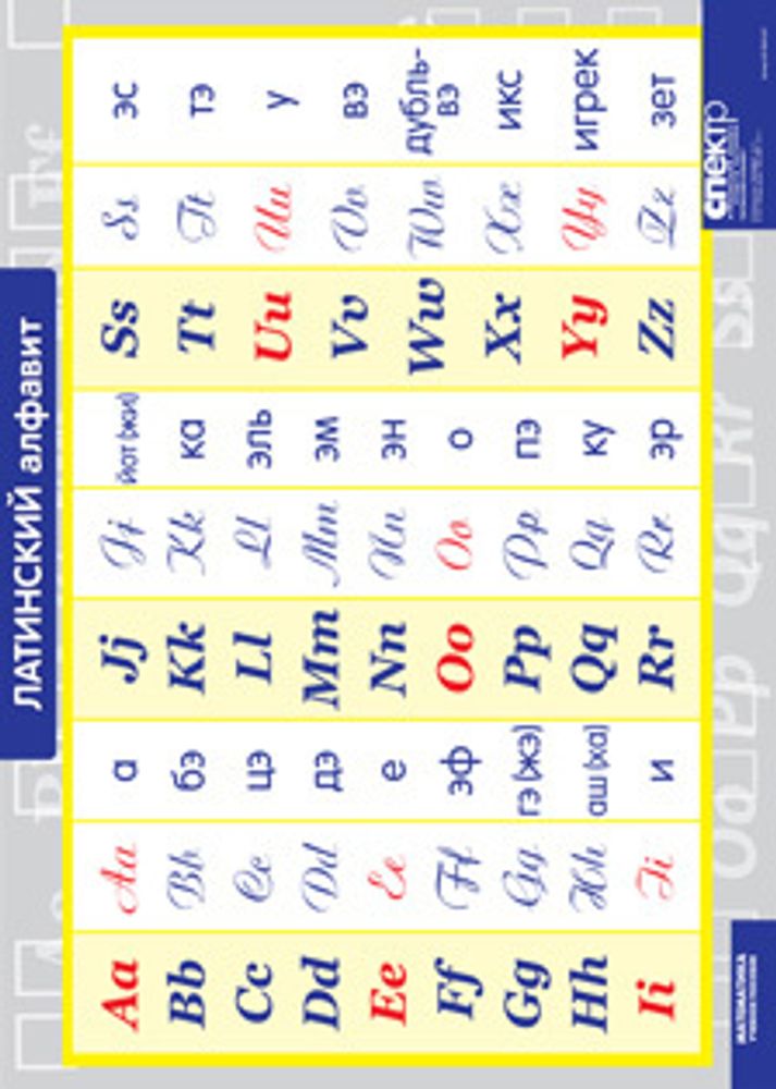 Таблица виниловая &quot;Латинский алфавит&quot;, 100х140см