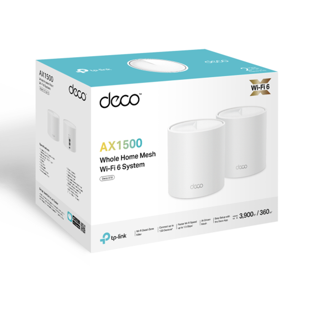 TP-Link Deco X10 (2-pack) Домашняя Mesh Wi-Fi 6 система AX1500