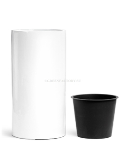 Кашпо TREEZ Effectory - серия Gloss - Цилиндр высокий- Белый глянцевый лак