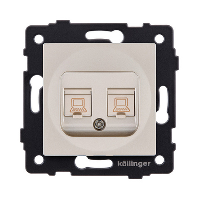 Розетка двойная Ethernet RJ45 Cat.5, золотой Kollinger REA-015GD для Aspekt, Eleganz, Reflex