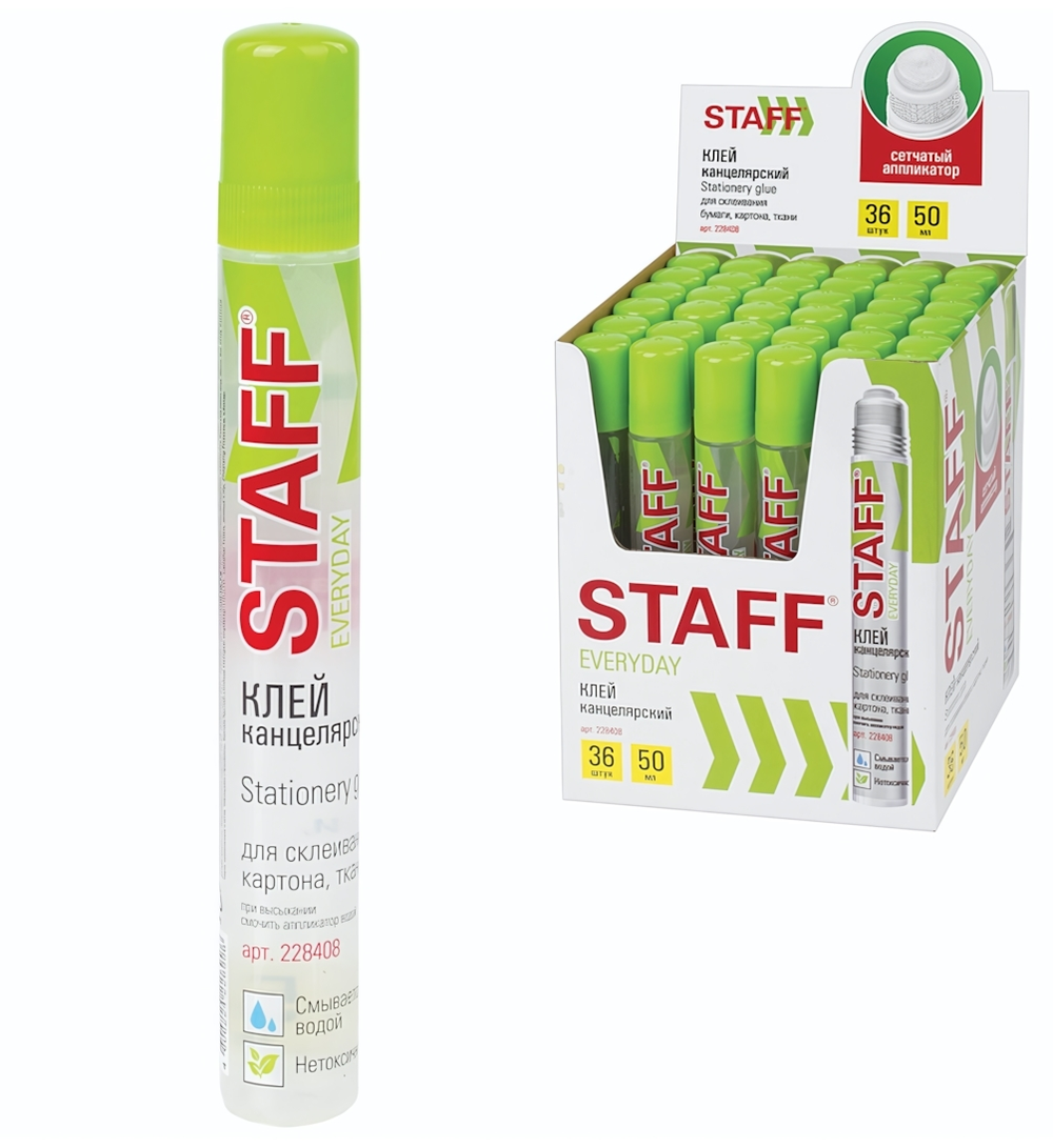 Клей канцелярский 50мл. сетчатый аппликатор (STAFF)