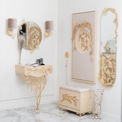 Банкетка Oliva Branch (Олива Бранч) Айвори Мраморное золото