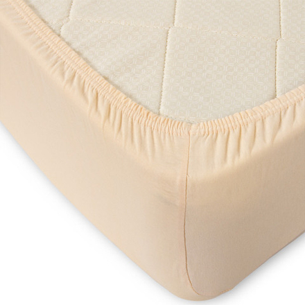 Простыня трикотажная на резинке "ВЛ. КРЕМОВЫЙ", борт 20 см, 100% хлопок, Россия.