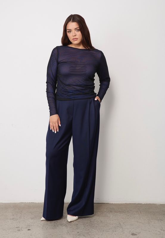 Лонгслив из сетки, синий