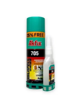Двухкомпонентный клей Akfix 705, прозрачный, вязкий, 65г+200 мл