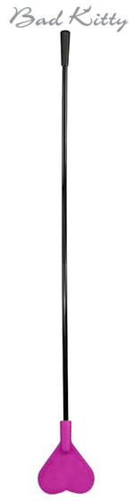 Пластиковый стек с силиконовым сердечком на конце - 44 см. (Цвет: розовый с черным)