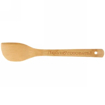 Лопатка бамбуковая скошенная 30*6см «Люблю готовить» Селфи