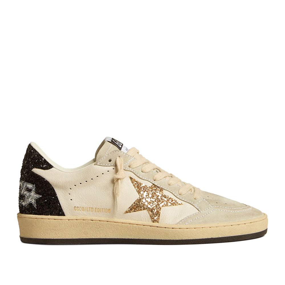 Женские Golden Goose Ball Star in Nappa with Gold Glitter Star and Black Heel Tab