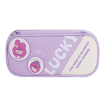 Пенал - косметичка Alingar, ткань, молния, 1 откидная планка, 2 значка, 210 х 90 х 45 мм, "LUCKY", микс (св-роз, розовый, фиолет), европодвес
