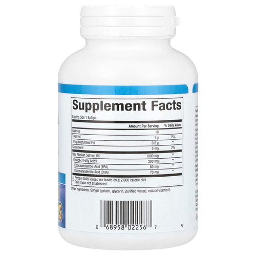 Natural Factors, OmegaFactors, жир дикого аляскинского лосося, 1000 мг, 90 капсул