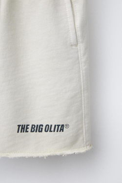 ZARA ШОРТЫ ИЗ МЯГКОЙ ТКАНИ С ЛОГОТИПОМ, ЭКРЮ