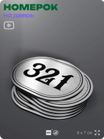 Номерок на дверь квартиры 321, для кабинета, офиса, шильдик 9 х 7 см, брашированная сталь, Айдентика Технолоджи