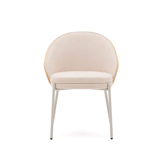 Стул Eamy бежевая синель ясеневый шпон и бежевый металл Испания La Forma