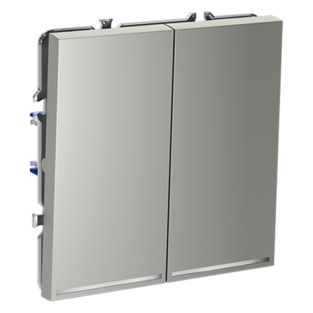 Проходной переключатель встраиваемый VOLTUM S70 двухклавишный с подсветкой 10А, (сталь)