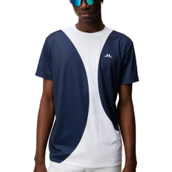 Мужское теннисное поло JLindeberg Big Spots T-Shirt Men - White, Dark Blue