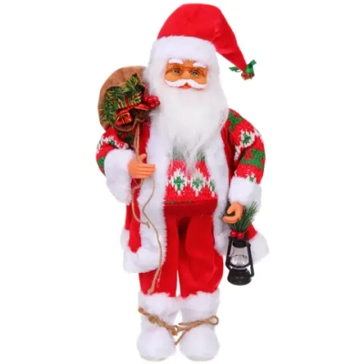 Дед Мороз - Лесовичок «Дед Мороз с фонарем» 45 см, Красный