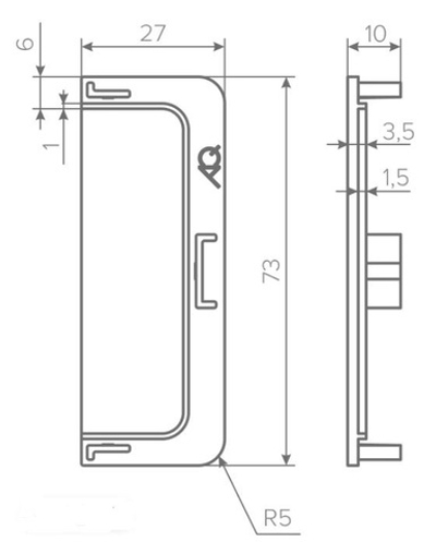 Заглушка глухая универсальная для горизонт. C-образного профиля Gola-X, черный, AQ