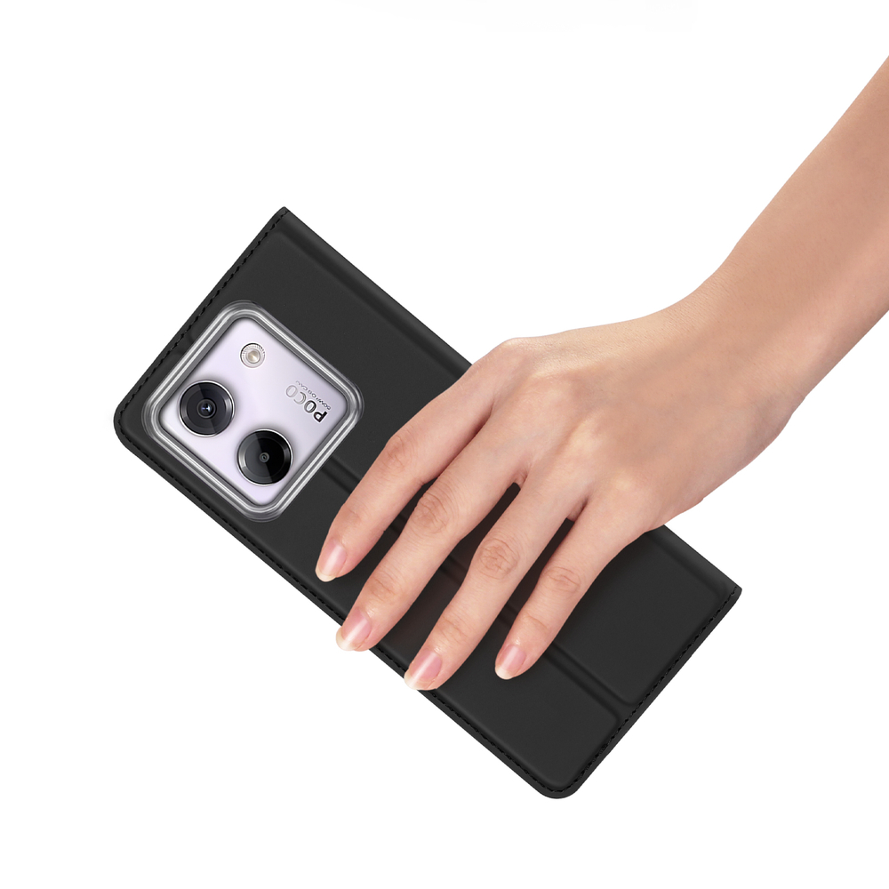 Чехол книжка из PU кожи черного цвета для Xiaomi Poco M7 Pro 5G, серия Skin Pro Series от Dux Ducis