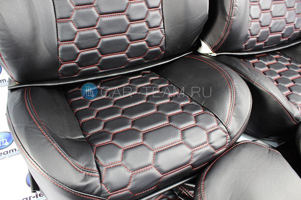 Анатомический комплект для переделки сидений ВАЗ в "Recaro" (Рекаро) из экокожи "Крупные соты"