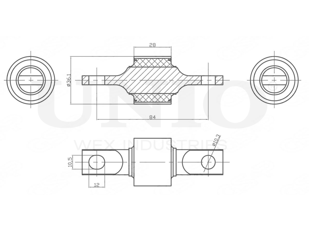 Сайлентблок внутренний задней поперечной тяги UNIO RMP-20135