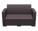 Диван пластиковый плетеный двухместный с подушками Siesta Contract Monaco Lounge, коричневый
