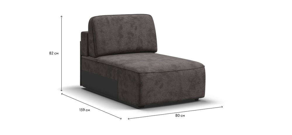 Кинг Модуль оттоманка Велюр Алькантара серый