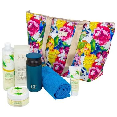Набор Алоэ и Зеленый чай(термосумка LT-BB2.крем для тела.крем бальзам для рук.гель для душа.термокружка голубая.полотенце в ассотрименте) La and Te beaute LT-21Bag